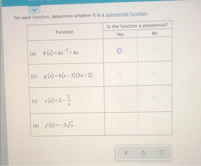 Solved For each function, determine whether it is a | Chegg.com