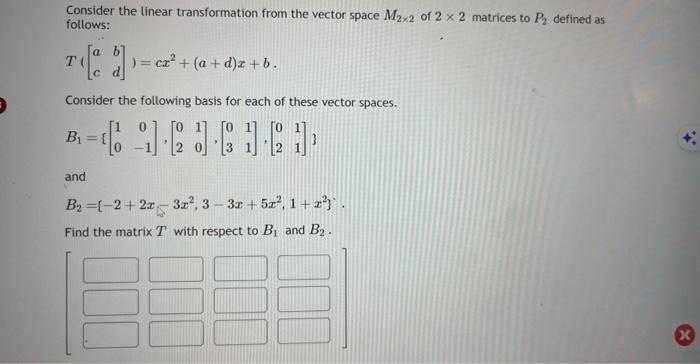 Solved Consider The Linear Transformation From The Vector | Chegg.com