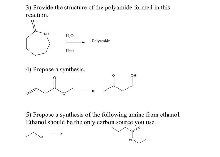 Solved 3) Provide the structure of the polyamide formed in | Chegg.com