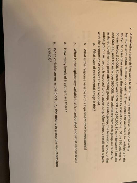 Solved 2 A Marketing Research Firm Wants To Determine The Chegg
