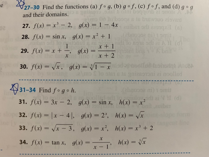 Solved V27 30 Find The Functions A Fog B Gºf C F F Chegg Com