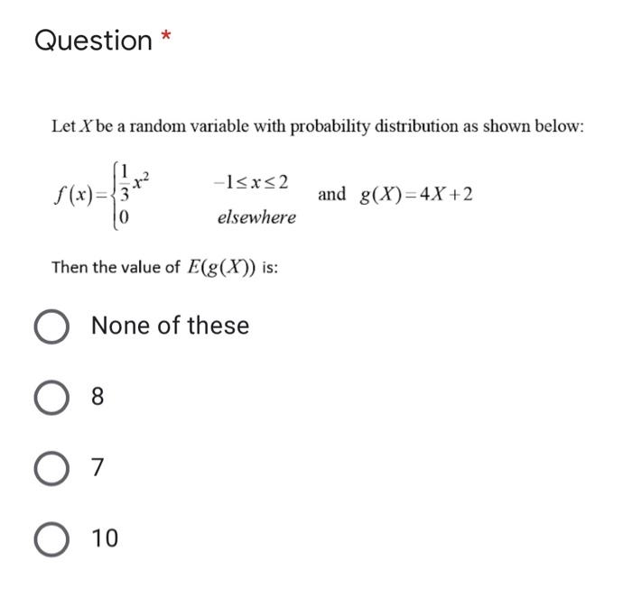 Solved Question * Let X be a random variable with | Chegg.com