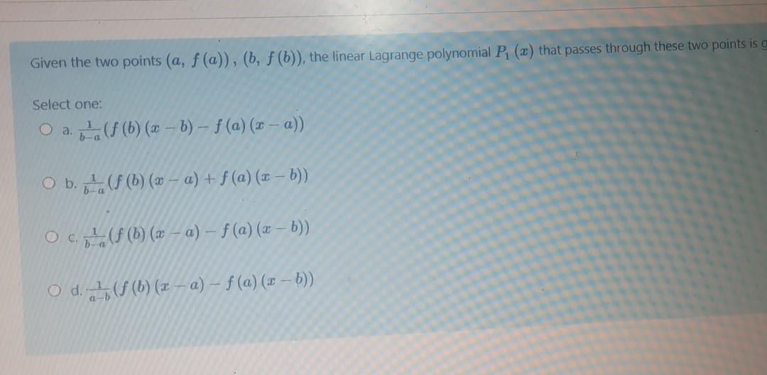 Solved Given The Two Points A F A B F B The Linear Chegg Com