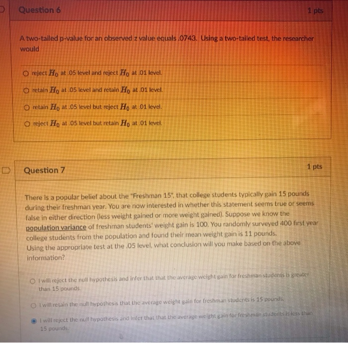 Solved Question 3 1 pts Imagine that each student in a large | Chegg.com