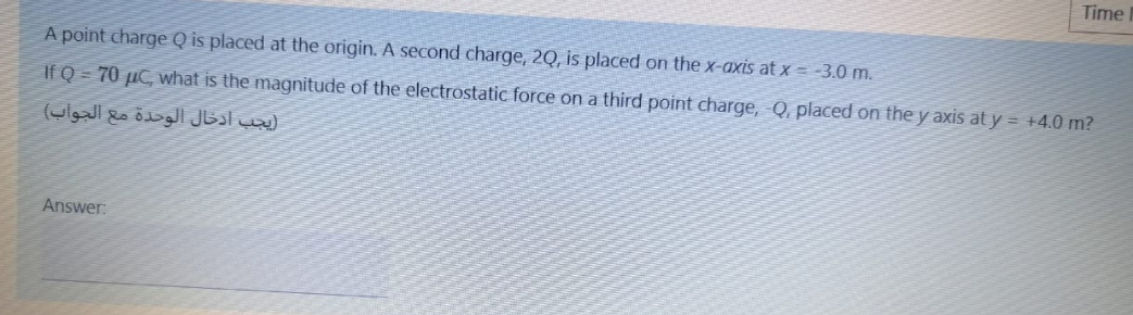 Solved Time A point charge Q is placed at the origin. A | Chegg.com