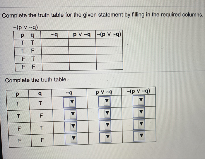 Solved Complete the truth table for the given statement by