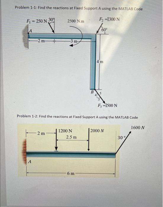 Solved Problem 1-1: Find the reactions at Fixed Support A | Chegg.com