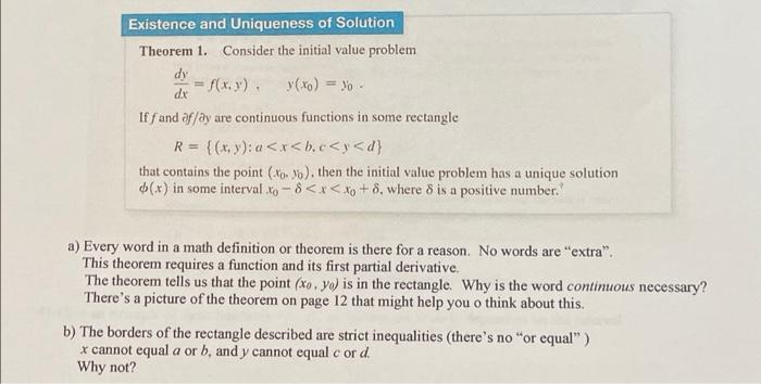 Solved Existence And Uniqueness Of Solution Theorem 1. | Chegg.com