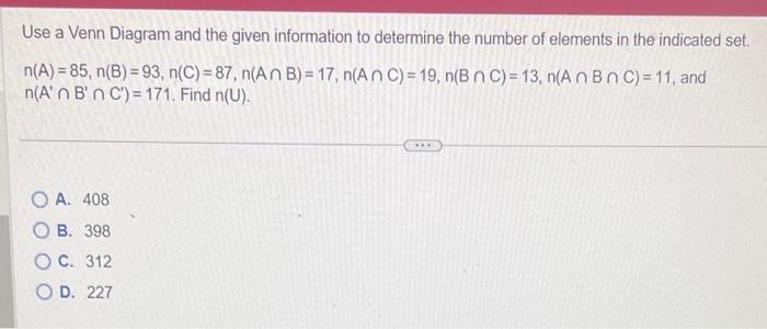 Solved Use a Venn Diagram and the given information to | Chegg.com