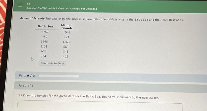 Solved Areas Of Islands The Data Show The Sizes In Square Chegg Com   Image