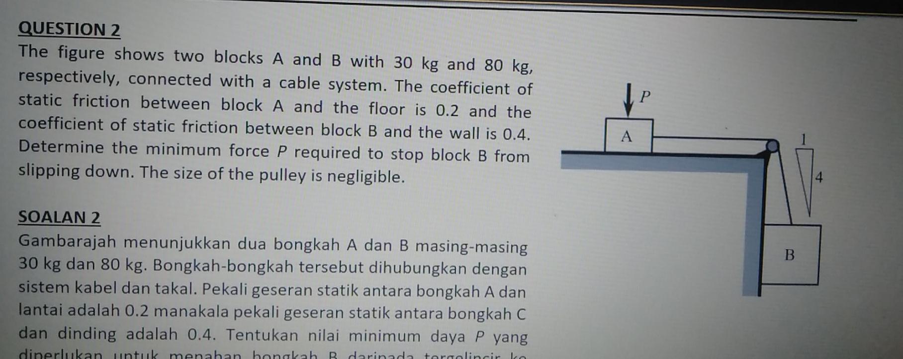 Solved QUESTION 2 The Figure Shows Two Blocks A And B With | Chegg.com