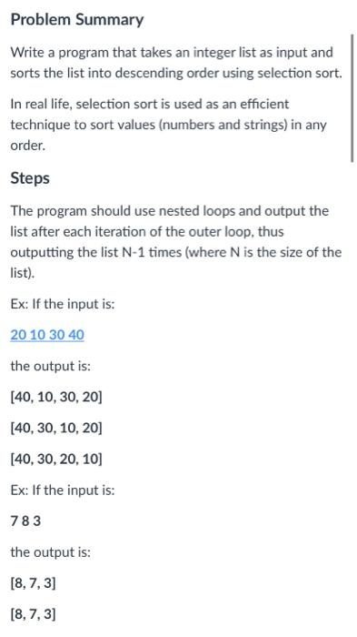 Solved Problem Summary Write A Program That Takes An Integer | Chegg.com