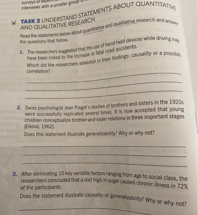 surveys or interviews with a smaller group AND Chegg