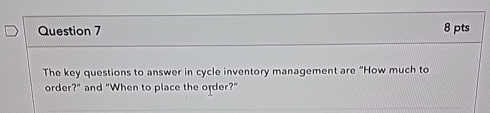 Solved Question 78 ﻿ptsThe key questions to answer in cycle | Chegg.com
