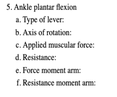 Solved Ankle plantar flexiona. ﻿Type of lever:b. ﻿Axis of | Chegg.com