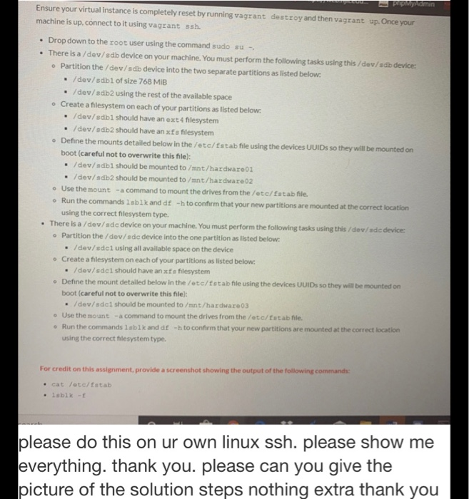 Solved can you do the second part, there is a dev/sdb