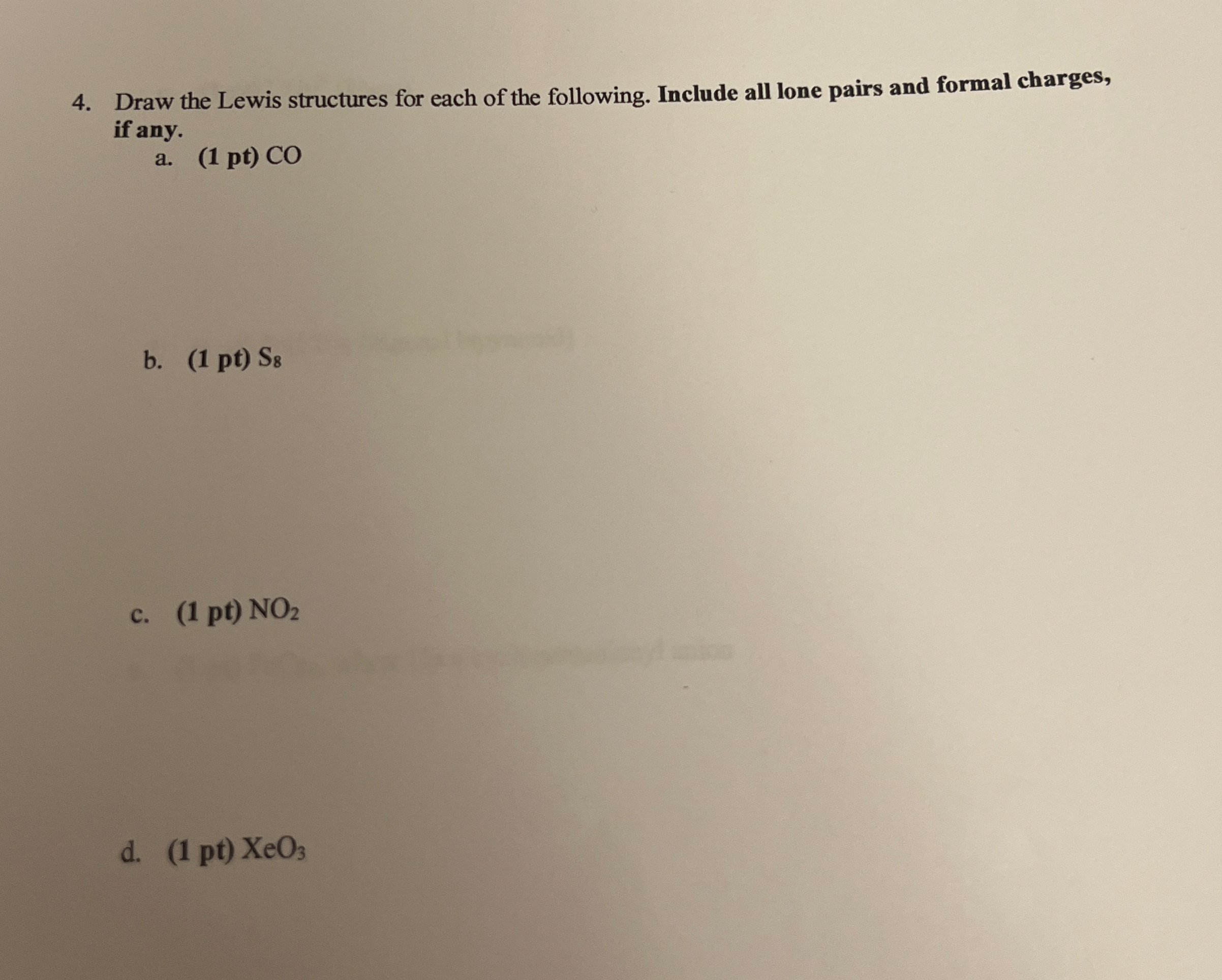 Solved Draw the Lewis structures for each of the following. | Chegg.com