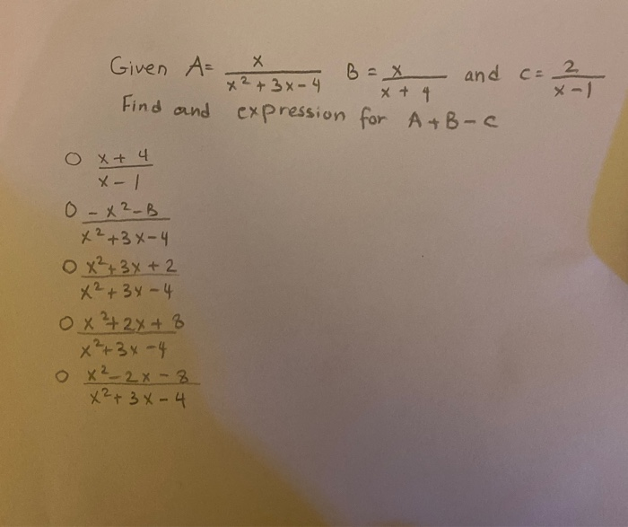 Solved Given A X 2 4 3 X 4 6 X Find And Expression For Chegg Com