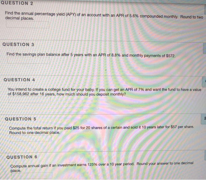 Solved QUESTION 2 Find the annual percentage yield (APY) of | Chegg.com
