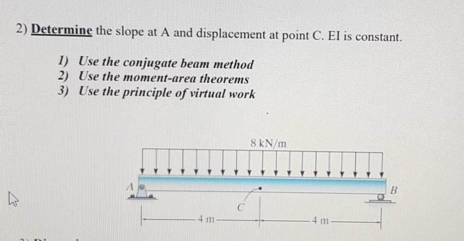 Solved 2) Determine the slope at A and displacement at point | Chegg.com