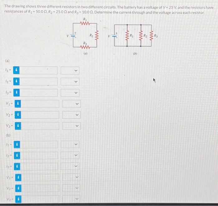 Solved The drawing shows three different resistors in two