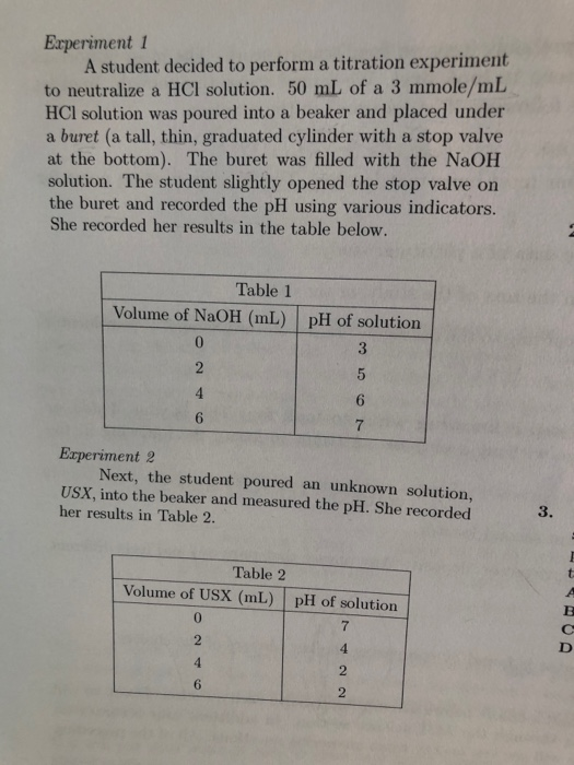 titration experiment questions and answers