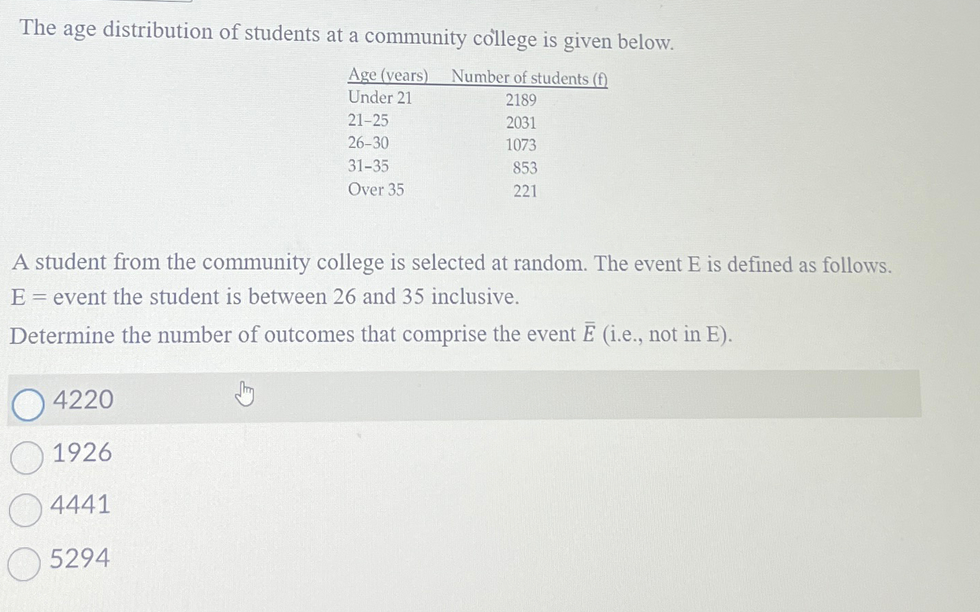 Solved The age distribution of students at a community | Chegg.com