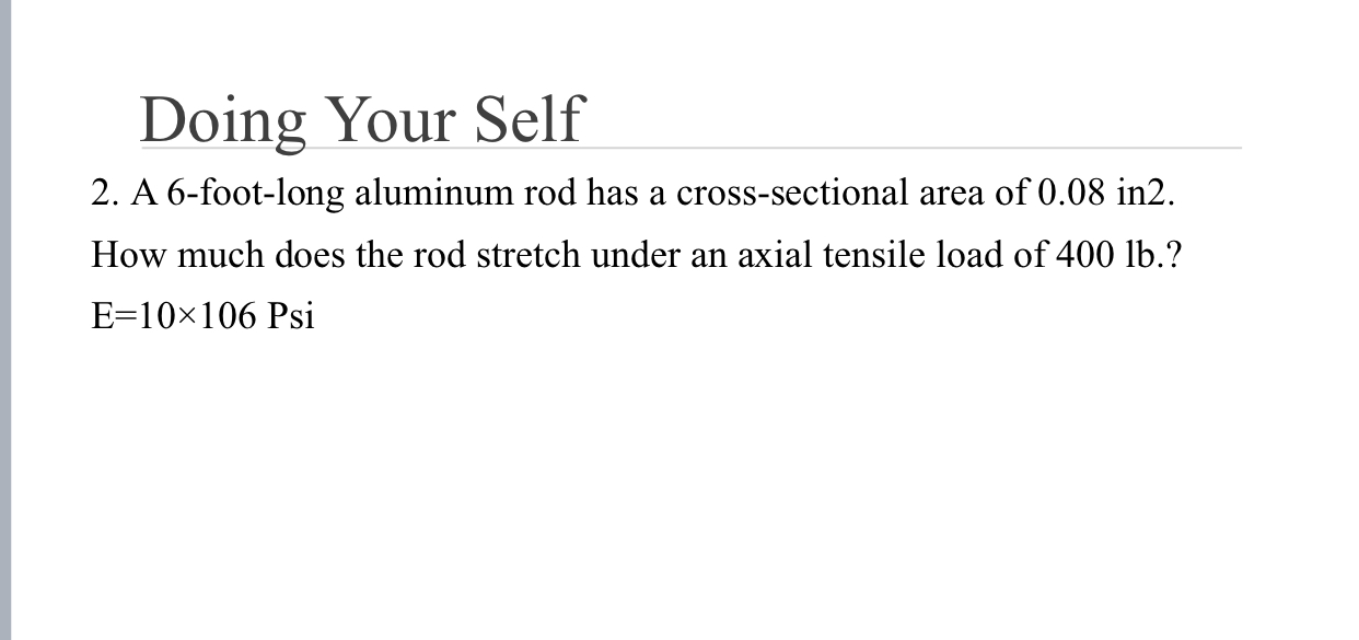 Solved Doing Your Self2. ﻿A 6-foot-long aluminum rod has a | Chegg.com