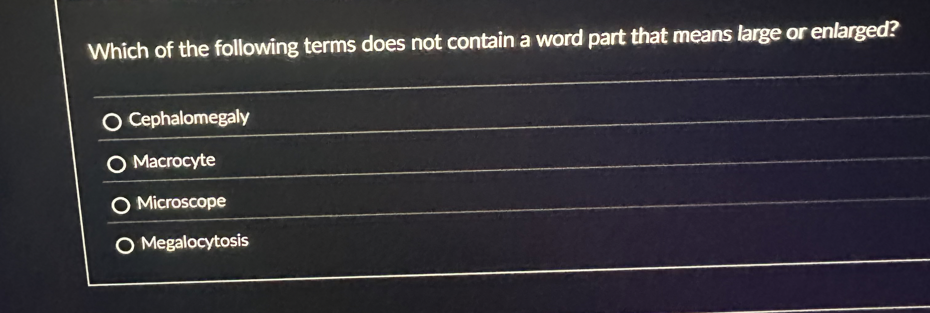 Solved Which of the following terms does not contain a word