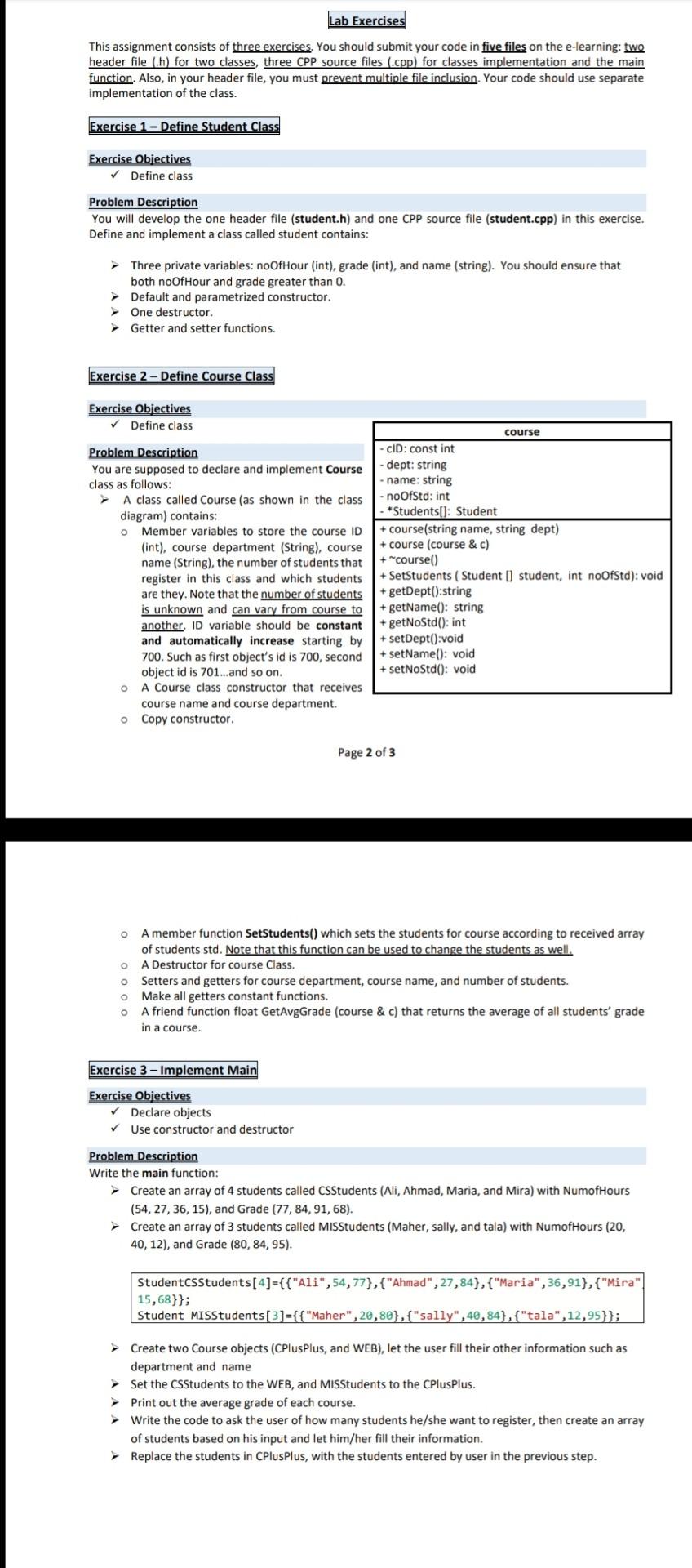 Solved Lab Exercises This assignment consists of three | Chegg.com
