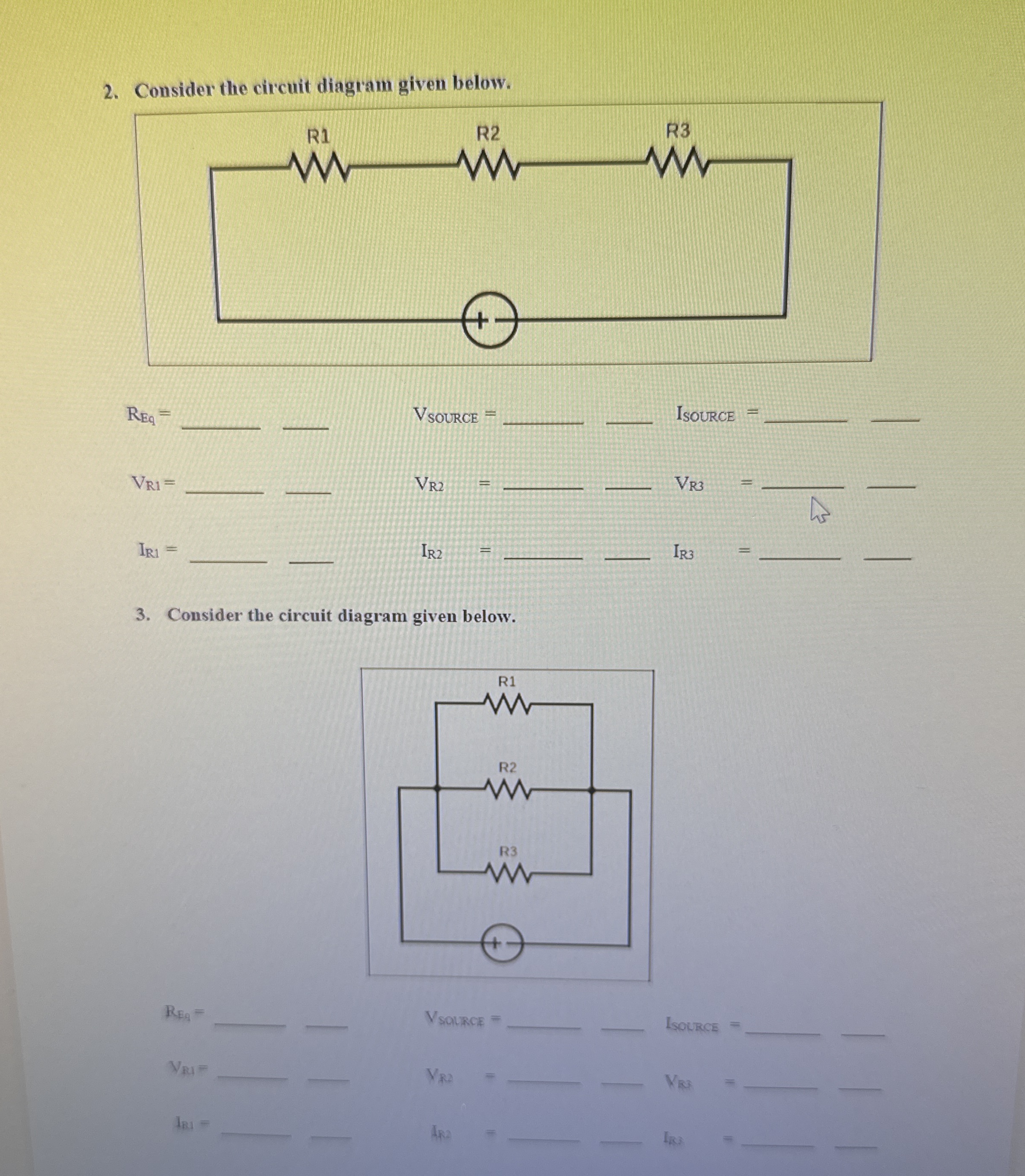 Solved Consider the circuit diagram given