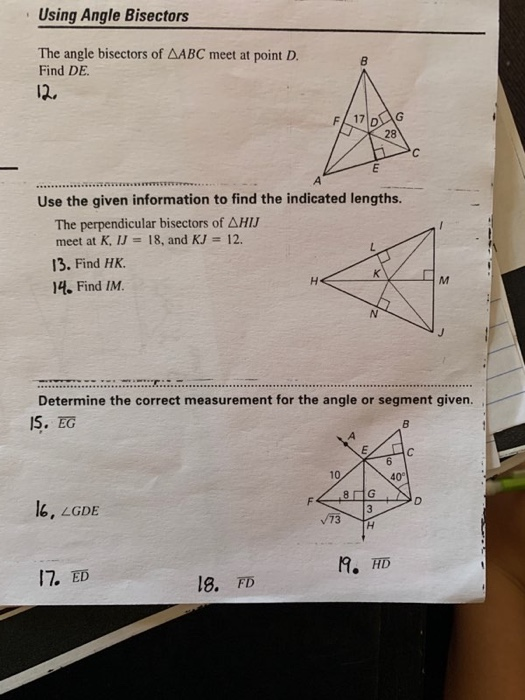 Solved Using Angle Bisectors The Angle Bisectors Of AABC | Chegg.com