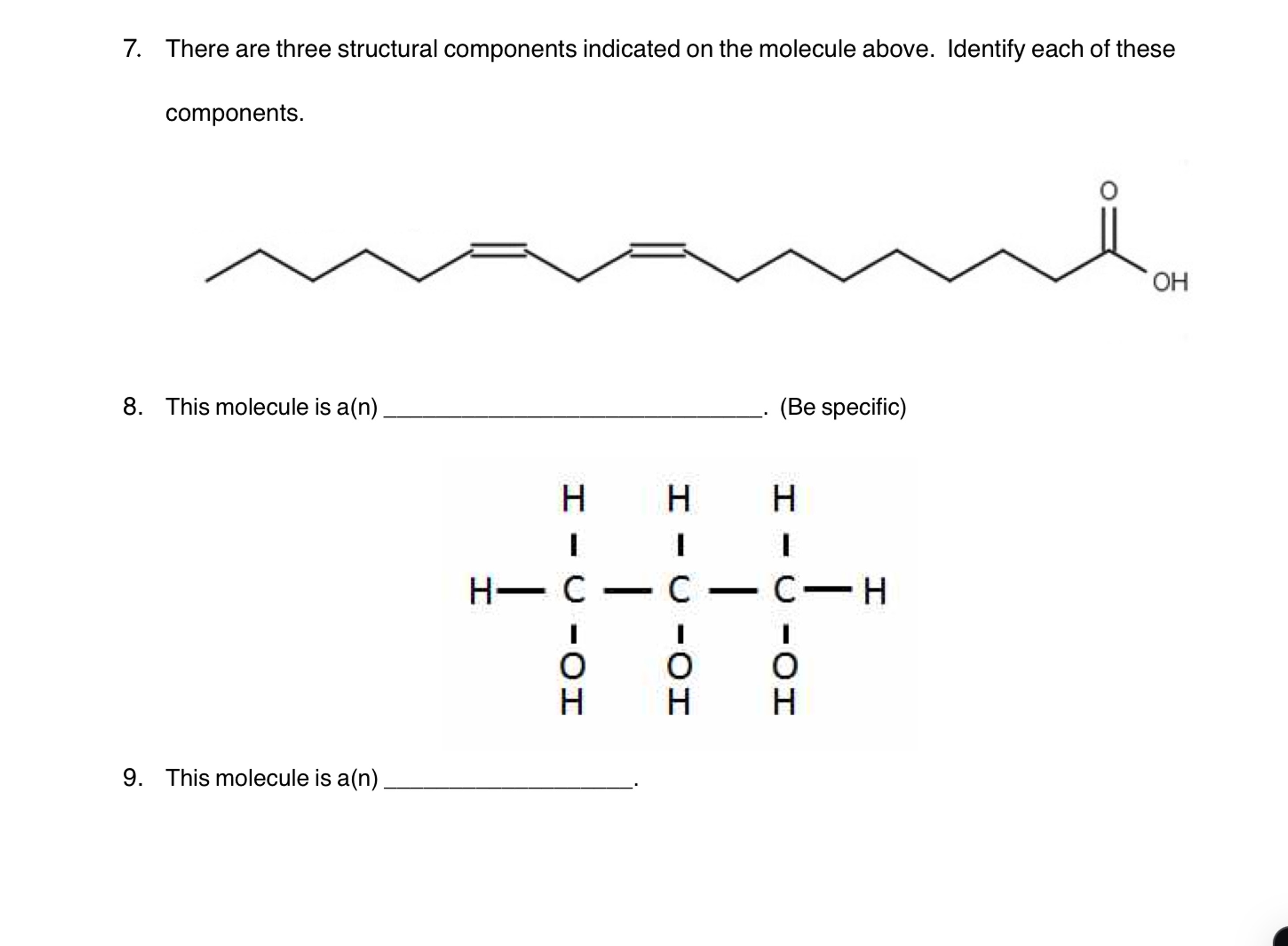 Solved There are three structural components indicated on | Chegg.com