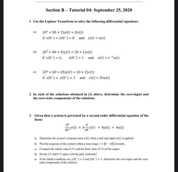 Solved Section B - Tutorial 04: September 25, 2020 1 Use the | Chegg.com