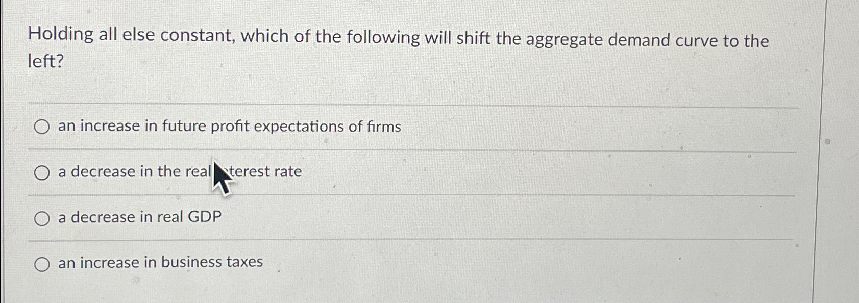 Solved Holding all else constant, which of the following | Chegg.com