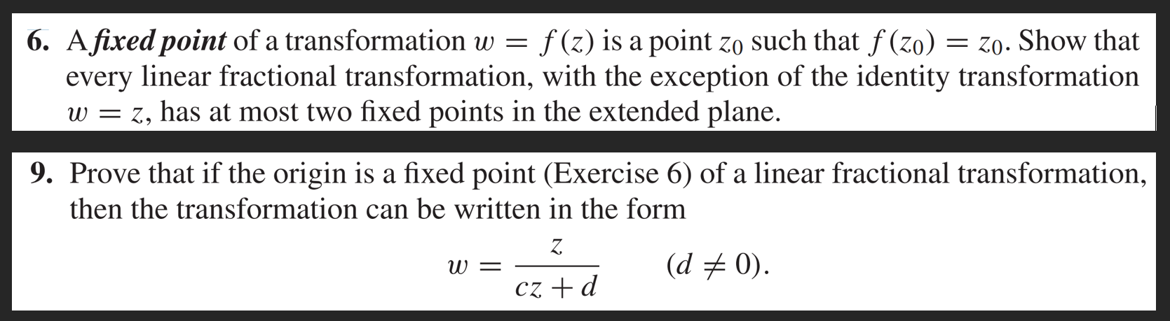 Solved A fixed point of a transformation w=f(z) ﻿is a point | Chegg.com
