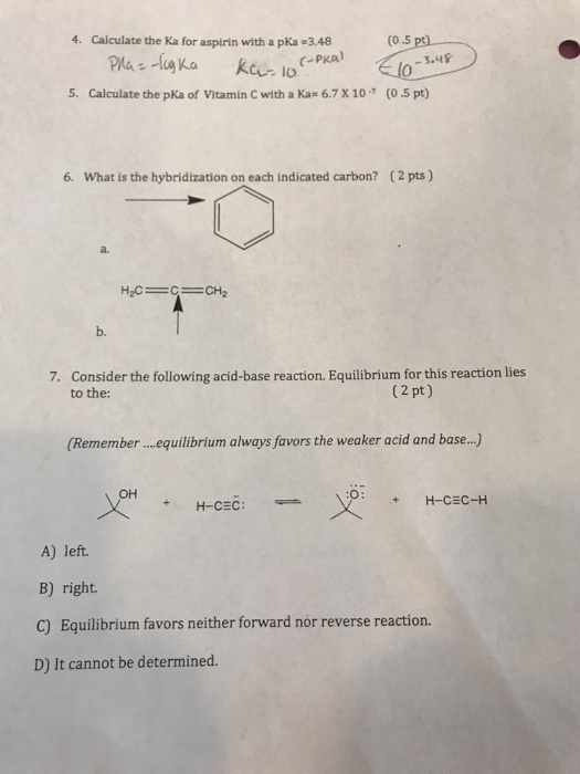 Solved (0.5 pt) Calculate the Ka for aspirin with a pKa 3.48