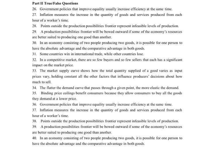 Solved ( Principles Of Economy ) I Need Only Final Answers | Chegg.com