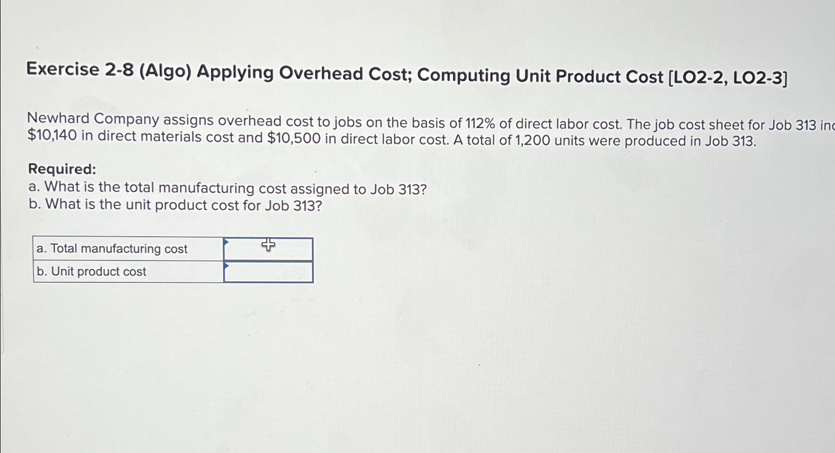 Solved Exercise 2-8 (Algo) ﻿Applying Overhead Cost; | Chegg.com