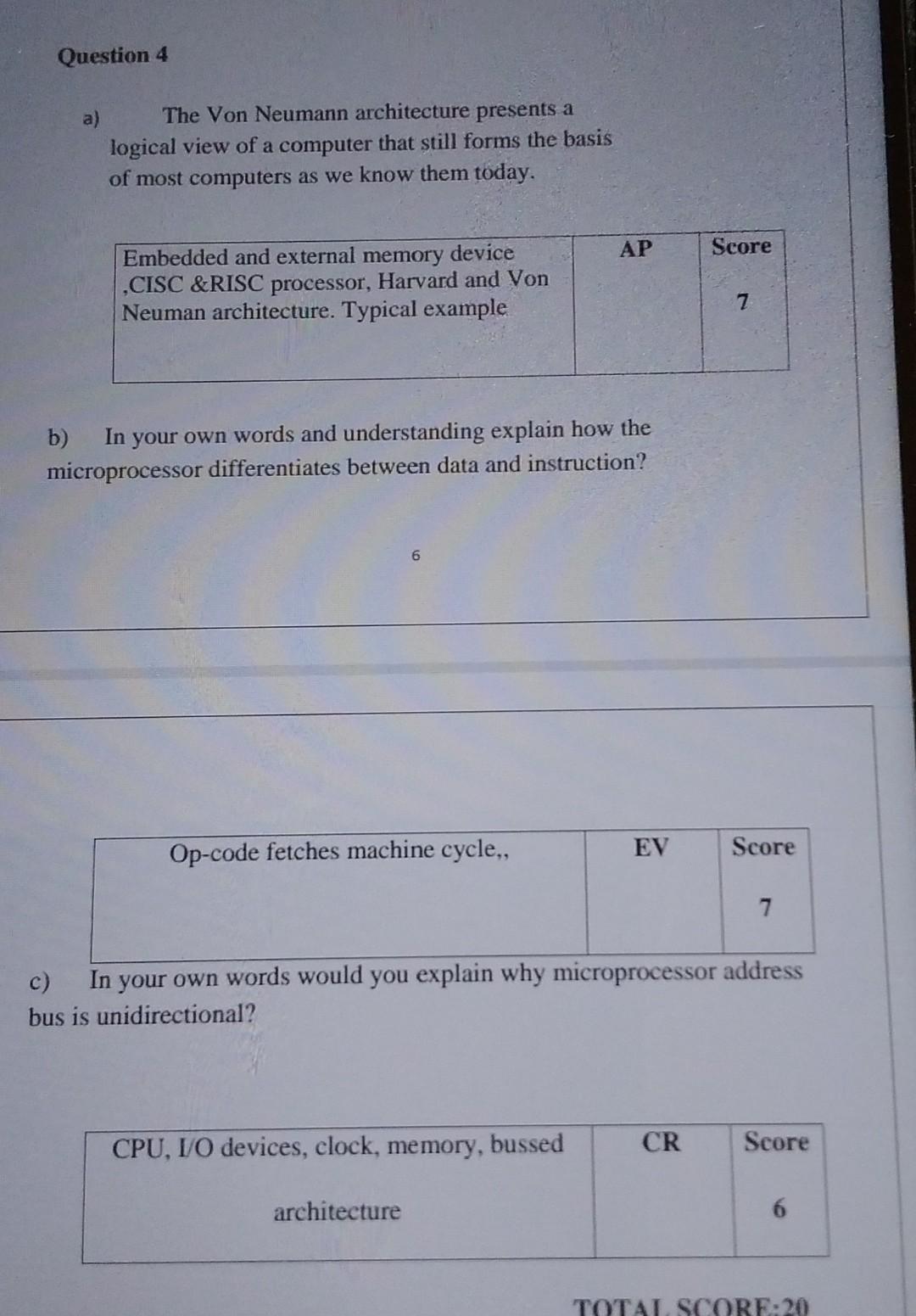 Solved Question 4 a) The Von Neumann architecture presents a | Chegg.com