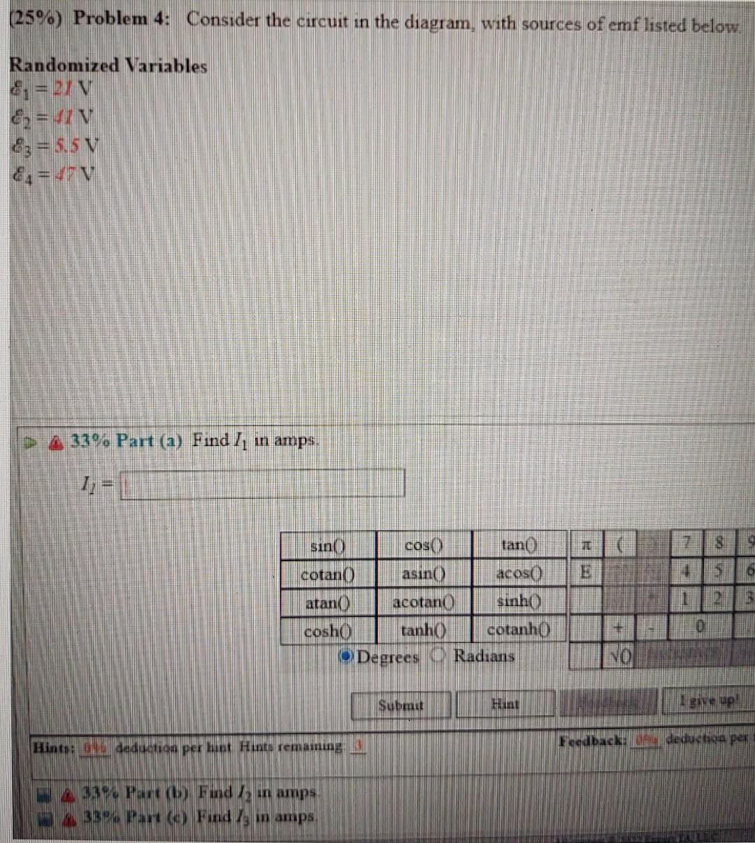 Solved (25%) Problem 4: Consider the circuit in the diagram, | Chegg.com