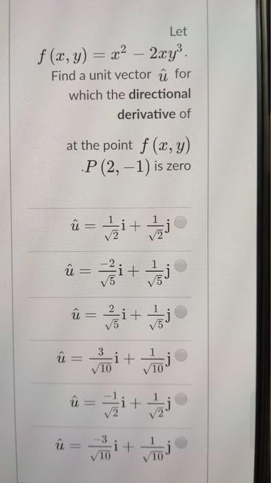 Solved Let F X Y X2 2xy Find A Unit Vector U For Wh Chegg Com