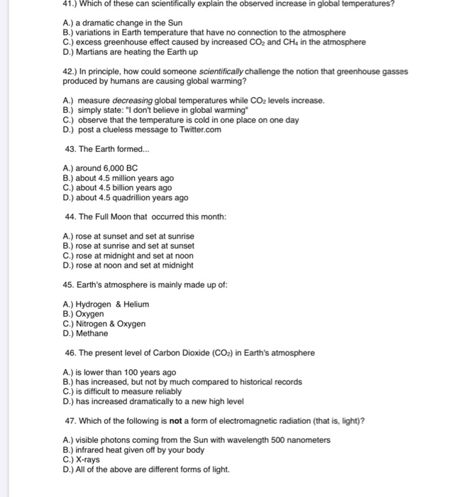 Solved 48. The term "standard candle" refers to A.) the