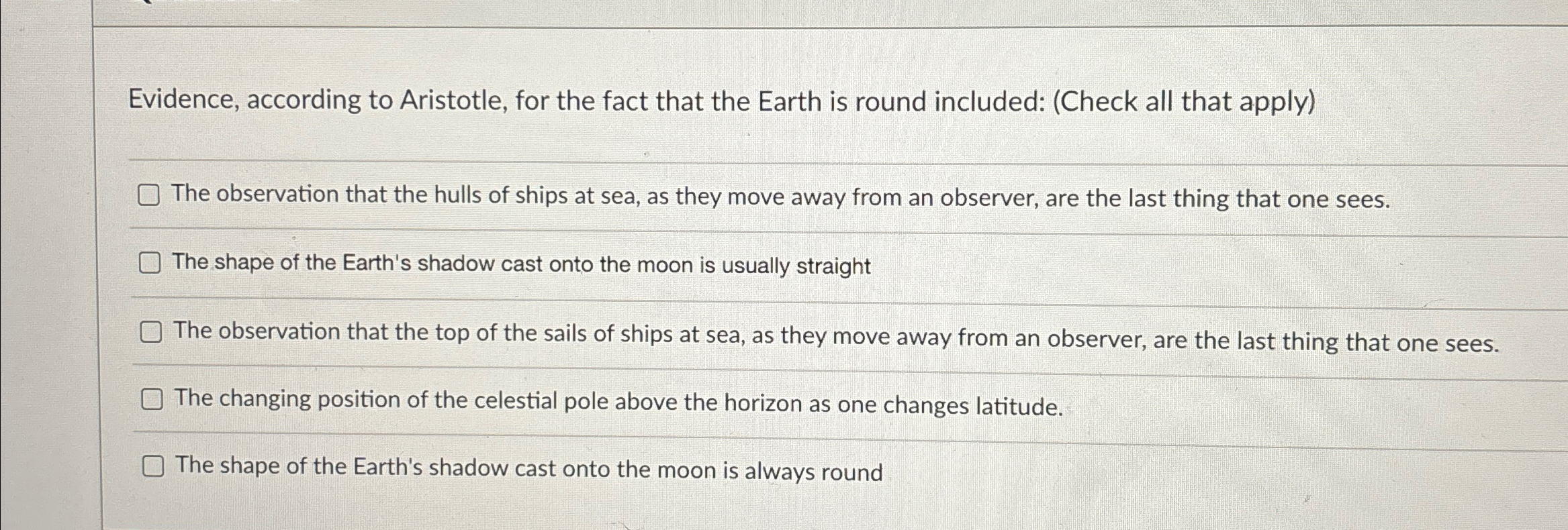 Solved Evidence, according to Aristotle, for the fact that | Chegg.com