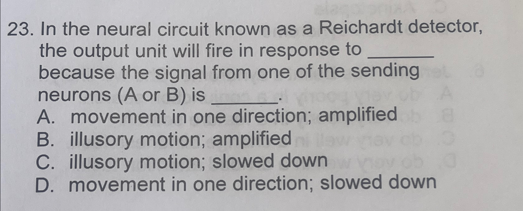Solved In the neural circuit known as a Reichardt detector, | Chegg.com
