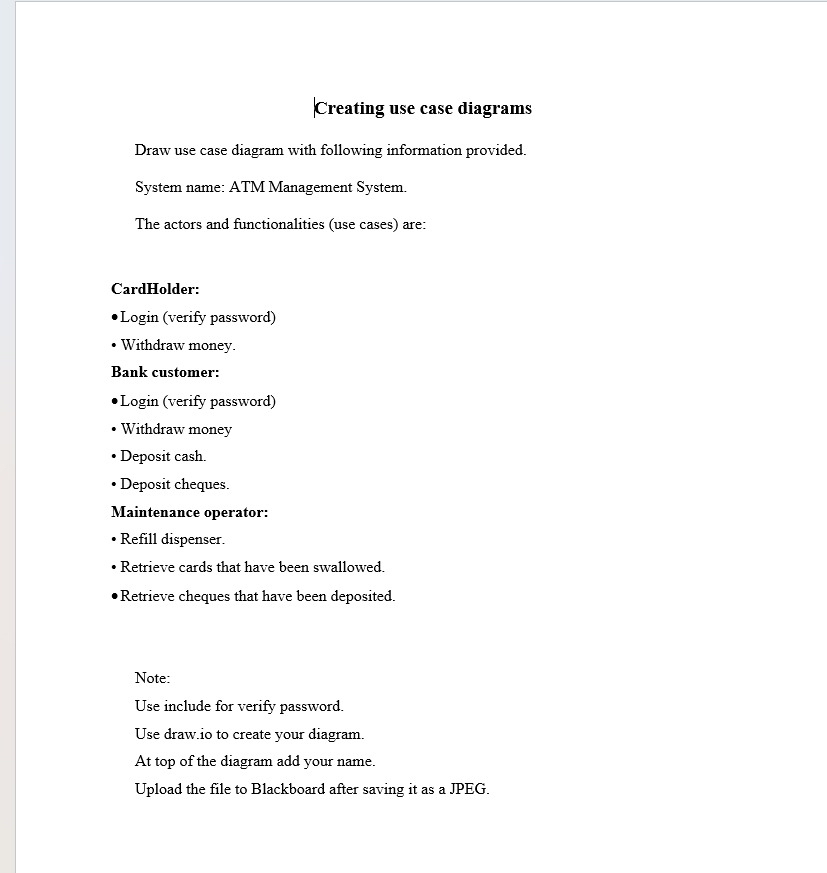 Solved Creating use case diagramsDraw use case diagram with | Chegg.com