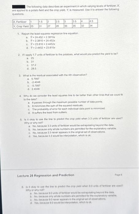 Solved The following data describes an experiment in which | Chegg.com