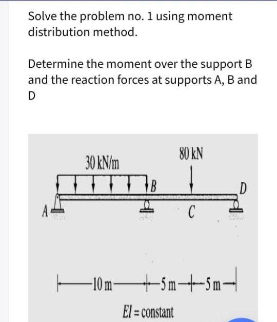 Solved Solve the problem no. 1 using moment distribution | Chegg.com