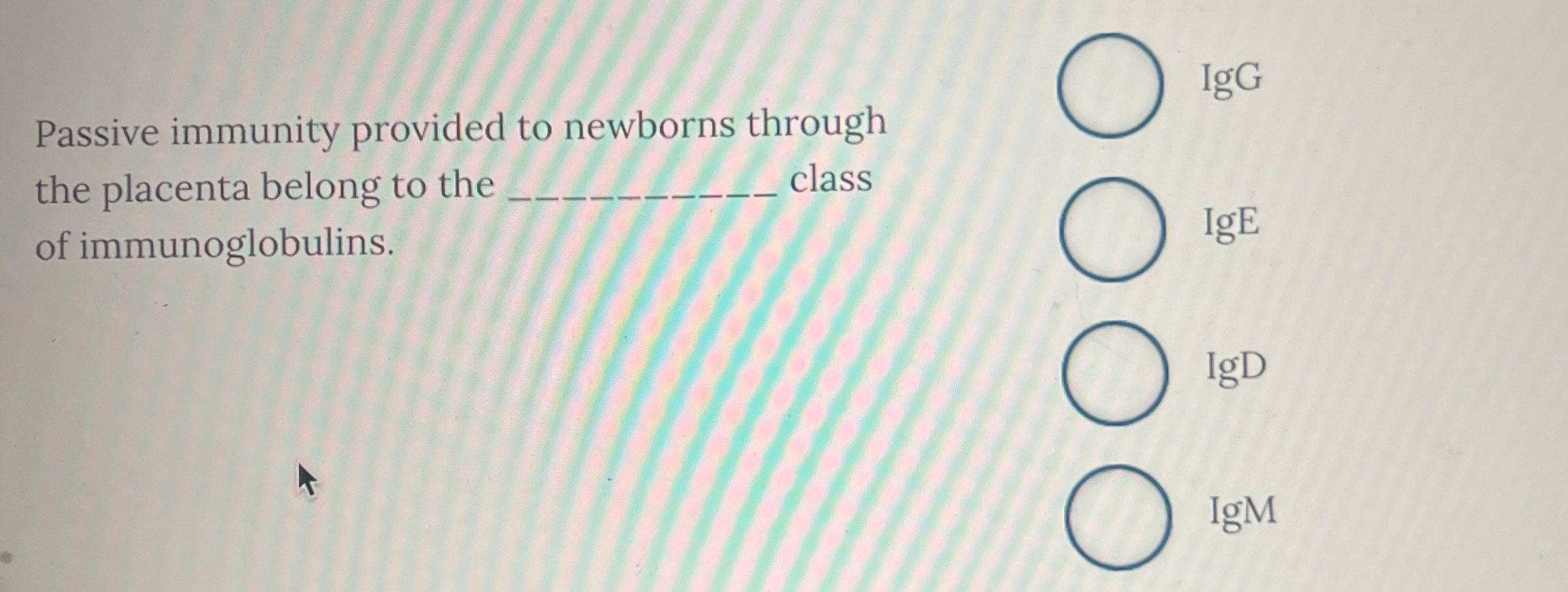 [Solved] Passive immunity provided to newborns through lgG
