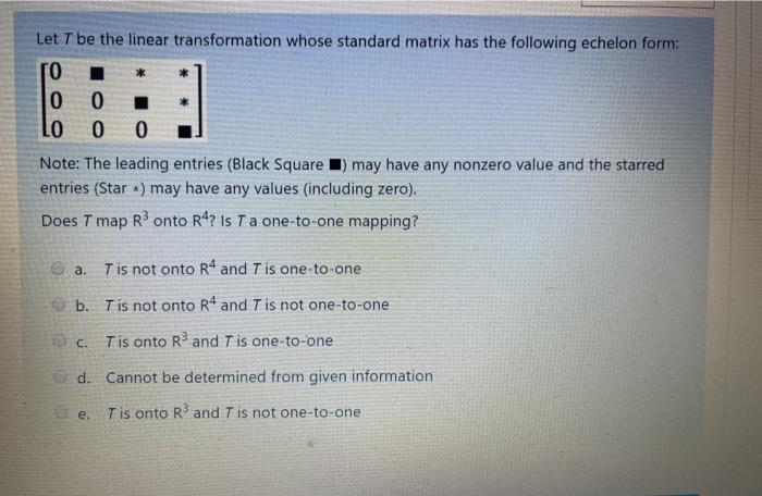 Solved Let T be the linear transformation whose standard | Chegg.com
